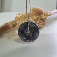 Translucent Icy Black Jadeite "Auspicious Coin" Pendant (JAB007752) 5