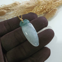 Highly Translucent Icy Green Jadeite "Ruyi of Prosperity" Pendant (JAB007811) 4
