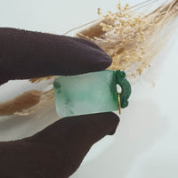 Translucent Icy Flower Green with Apple Green Jadeite “Blissful” Pendant (JAB007853) 5