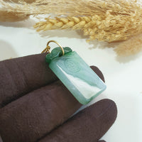 Translucent Icy Flower Green with Apple Green Jadeite “Blissful” Pendant (JAB007853) 2