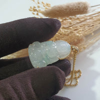 Highly Translucent Icy with Green Jadeite "Goddess of Mercy" Pendant (JAB007937) 4