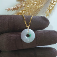 Translucent Lilac with Apple Green Jadeite Donut Pendant (JAB008081) 2
