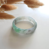 Translucent Icy Colourless with Green and Grey Jadeite “Misty Scenery” Bangle (JAC000242) 1