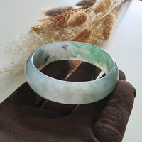 Translucent Icy Colourless with Green and Grey Jadeite “Misty Scenery” Bangle (JAC000242) 3