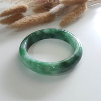 Translucent Brilliant Forest Flower Green “Scenery” Jadeite Bangle (JAC002429) 7