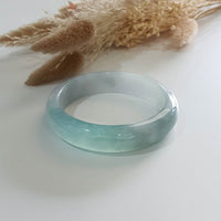 Highly Translucent Icy Green with Icy White Jadeite “Green Snow” Bangle (JAC002493) 7