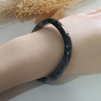 Translucent Icy Black with Green Jadeite “Art-De-Squarera” Bangle (JAC002910) 10
