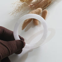 Translucent Icy Light Lavender Jadeite Princess Round Bangle (JAC002959) 4