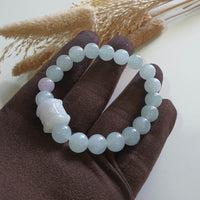 Good Translucency Icy Lavender Jadeite “Six Syllabus” Bracelet (JAC003355) 3