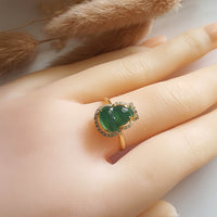 Highly Translucent Icy Green Jadeite "Dazzling Hulu" Ring (JAD000692) 9