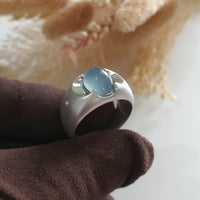 Highly Translucent Icy Light Blue Jadeite "Icy Blue Dew" Ring (JAD001011) 2