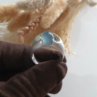 Highly Translucent Icy Light Blue Jadeite "Icy Blue Dew" Ring (JAD001011) 4
