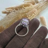 Good Translucency Icy Brilliant Lavender Jadeite “Cabochon” Ring (JAD001022) 9