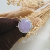 Good Translucency Icy Brilliant Lavender Jadeite “Cabochon” Ring (JAD001022) 6
