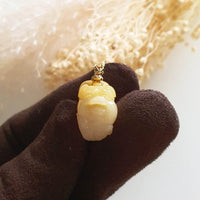Translucent Golden Yellow Jadeite "Smiley Piglet on Cabbage" Pendant (JAM000282) 8