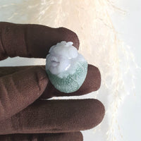 Translucent Lavender and Green Jadeite "Miss Piggy on Giant Cabbage" Pendant (JAM000289) 6