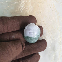 Translucent Lavender and Green Jadeite "Miss Piggy on Giant Cabbage" Pendant (JAM000289) 7