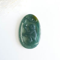 Highly Translucent Icy Bluish Green Jadeite "Auspicious Monkey" Pendant (JAM000392) 7