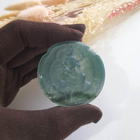 Highly Translucent Icy Bluish Green with Green Jadeite "Samantabhadra” Pendant (JAM000461) 2