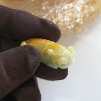 Translucent Brilliant Yellow Jadeite "Tiger of Wealth" Pendant (JAM000523) 4
