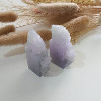 A Pair of Translucent Icy Lavender with Green Jadeite "Celestial Guardians" Seal/Stamp Ornament (JAM000683) 5