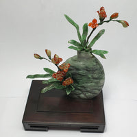 Translucent Icy Orangey Red Jadeite "Orchid Éternelle" Ornament (JAM000862) 6