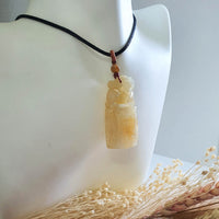Good Translucency Icy Yellow "Auspicious Wealth Pixiu" Pendant (JAB004558) 8