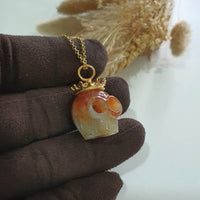 Translucent Icy Orange Red Jadeite "Memento Mori" Pendant (SJB002921) 4