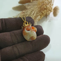 Translucent Icy Orange Red Jadeite "Memento Mori" Pendant (SJB002921) 5