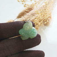 Translucent Icy Green Jadeite "Rabbit of Harmony" Pendant (SJB003008) 6