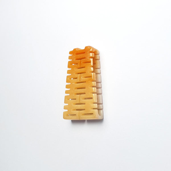 Translucent Orange and White Jadeite "Double Happiness" Pendant 1