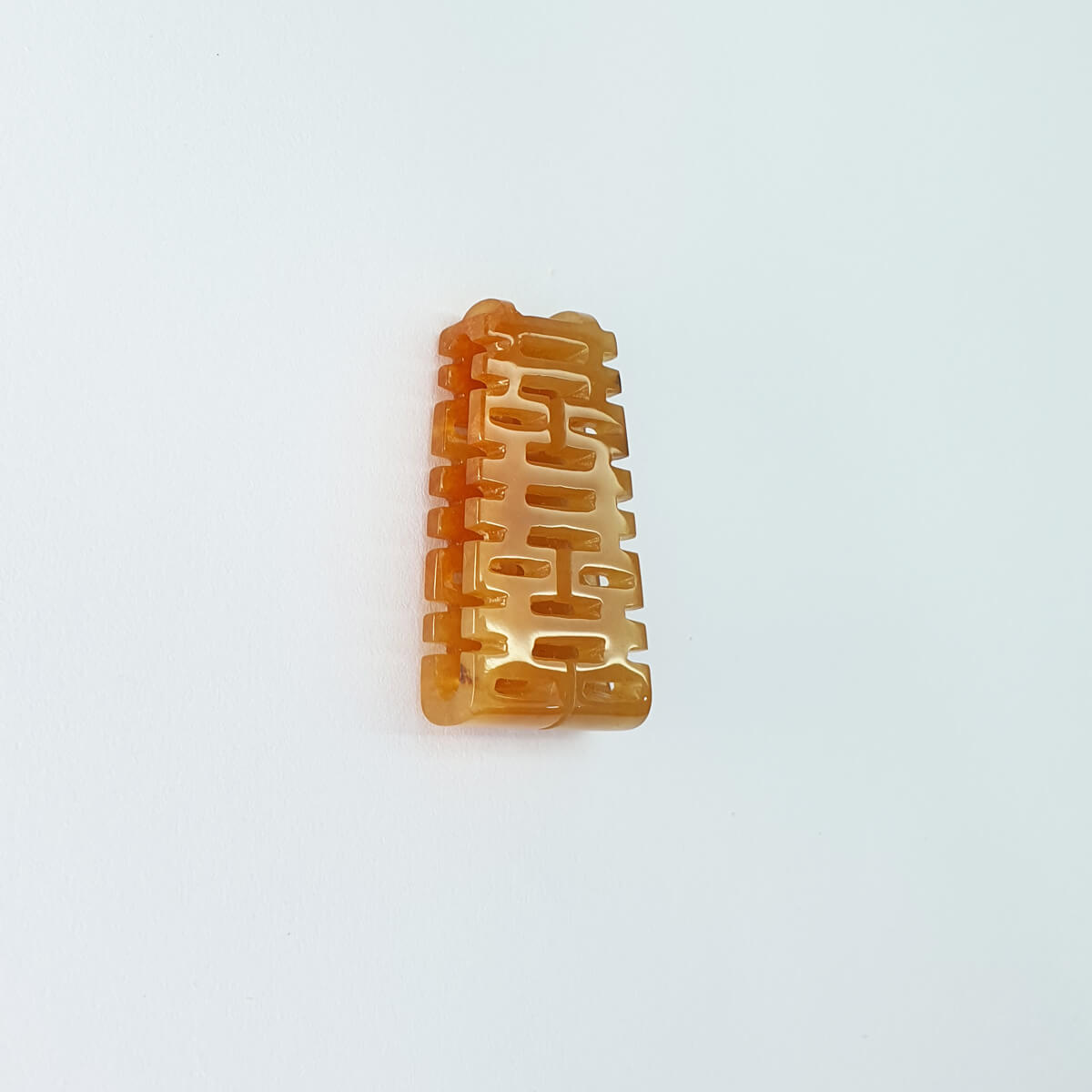Translucent Brilliant Orangey Jadeite "Double Happiness" Pendant 1