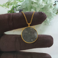 Translucent Icy Black Jadeite "Disc Shape" Pendant (JAB006359) 6