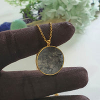 Translucent Icy Black Jadeite "Disc Shape" Pendant (JAB006359) 2