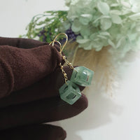 Good Translucency Icy Green Jadeite “Dancing Magnetizing Balls” Earrings (JAA002171)