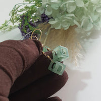 Good Translucency Icy Green Jadeite “Dancing Magnetizing Balls” Earrings (JAA002171)