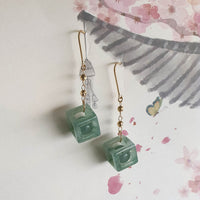Good Translucency Icy Green Jadeite “Dancing Magnetizing Balls” Earrings (JAA002171)