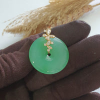 [Very Rare] Magnificent Good Translucency Brilliant Apple Green Jadeite Pendant (JAB008011)