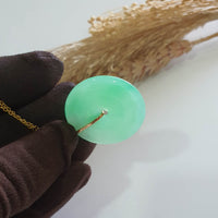 [Very Rare] Magnificent Good Translucency Brilliant Apple Green Jadeite Pendant (JAB008011)