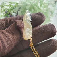 Good Translucency Icy Yellow Jadeite "Imperial Dragon Ascension" Pendant (JAB008117)