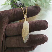 Good Translucency Icy Yellow Jadeite "Imperial Dragon Ascension" Pendant (JAB008117)