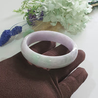 Translucent Lavender and Green Jadeite “Lavender Spring” Scenery Bangle (JAC003488)