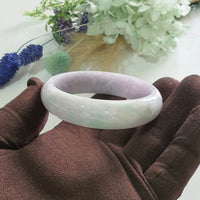 Translucent Lavender and Green Jadeite “Lavender Spring” Scenery Bangle (JAC003488)