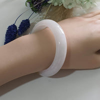 Translucent Light Lavender with Yellow and Green Jadeite “Whispers of Autumn” Bangle (JAC003490)