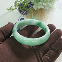 Translucent Brilliant Flower Green Jadeite “The Enchanting Scenery” Bangle (JAC003493)