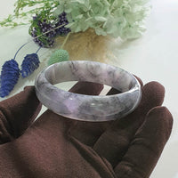 Translucent Icy Black with Brilliant Lavender and Green Jadeite “Midnight Aurora” Bangle (JAC003494)