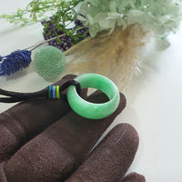 Translucent Bright Green Jadeite "Lucky Hoop" Pendant (JAD000582)