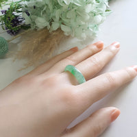Good Translucency Icy Green Jadeite “Emerald Mist” Abacus Ring (JAD001500)