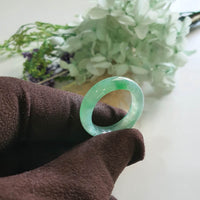 Good Translucency Icy Green Jadeite “Emerald Mist” Abacus Ring (JAD001500)