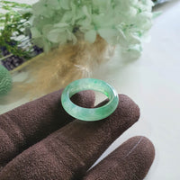 Good Translucency Icy Green Jadeite “Emerald Mist” Abacus Ring (JAD001500)